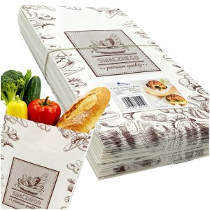 Torebka 150x290 biała nadruk "Smacznego" 33g 1000 szt