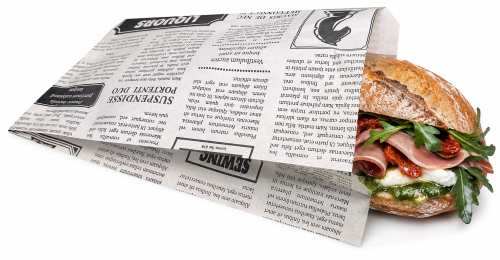 Torebka 150x240 biała nadruk "Gazeta" 40g 500 szt 