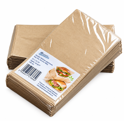 Torebka papierowa mała DIY, na magnesy, biżuteria 100x170 brązowa bez nadruku 35g 100 szt 