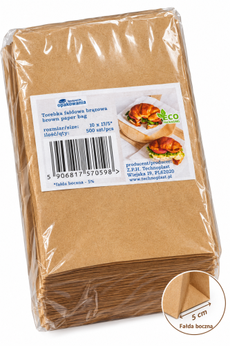 Torebka papierowa mała DIY, na magnesy, biżuteria 100x170 brązowa bez nadruku 35g 500 szt 