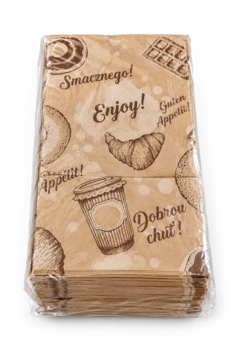 Torebka na duży chleb 220x410 brązowa nadruk "Enjoy" 2 kol. 35g 500 szt