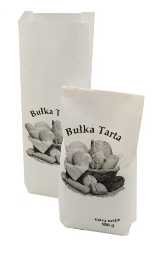 Torebka 120x290 biała nadruk "Bułka tarta" 33g 1000 szt 