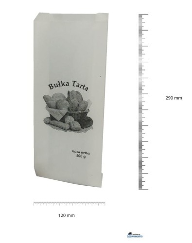 Torebka 120x290 biała nadruk "Bułka tarta" 33g 1000 szt 