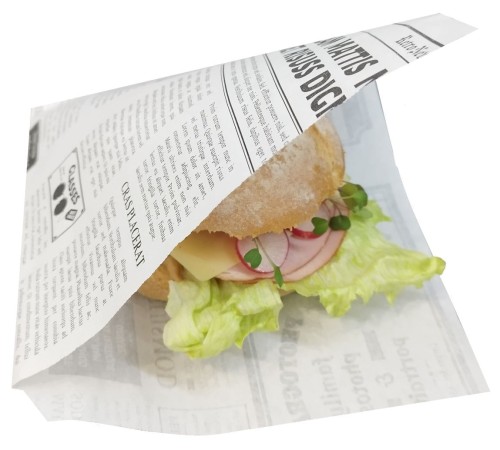 Torebka gastronomiczna 220x240 biała nadruk "Gazeta" 40 g 1000 szt