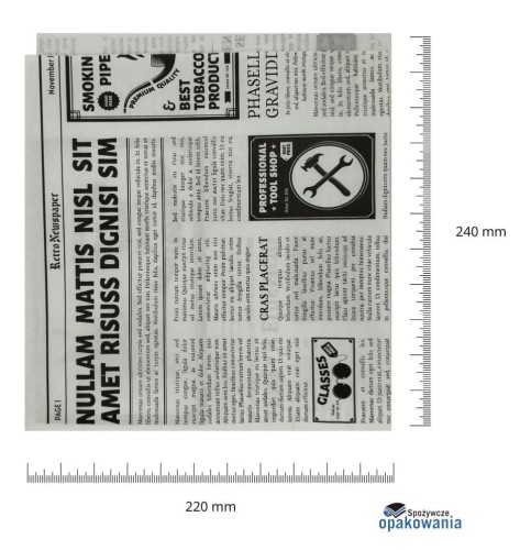 Torebka gastronomiczna 220x240 biała nadruk "Gazeta" 40 g 1000 szt