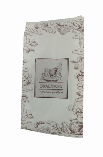 Torebka 220x410 biała nadruk "Smacznego" 33g  500 szt