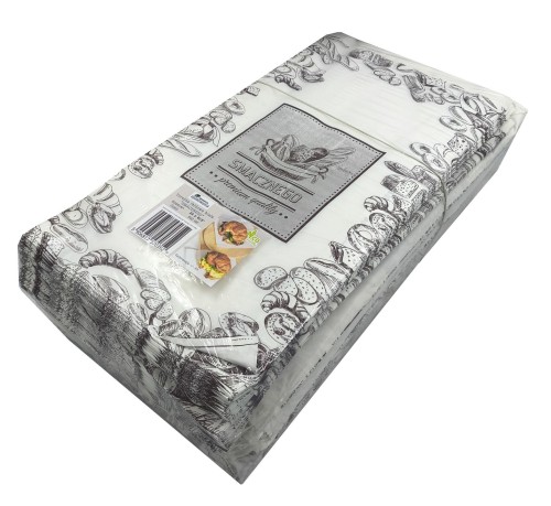 Torebka 220x410 biała nadruk "Smacznego" 33g  500 szt