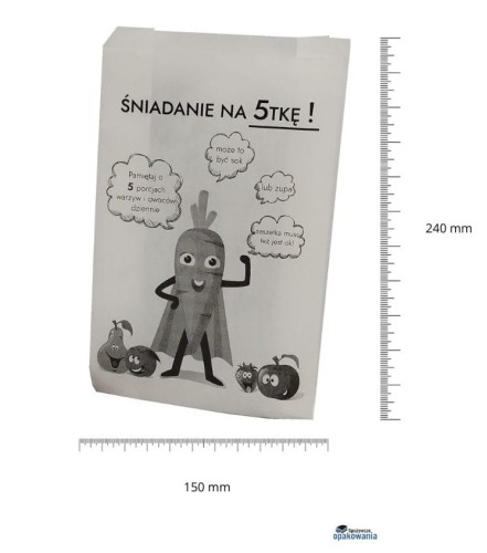 Torebka 150x240 biała nadruk "Eko Marchewka" 33g 500 szt 