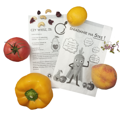 Torebka 150x240 biała nadruk "Eko Marchewka" 33g 500 szt 