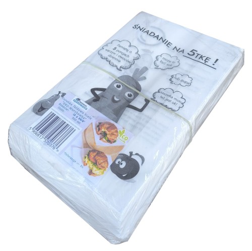 Torebka 150x240 biała nadruk "Eko Marchewka" 33g 500 szt 