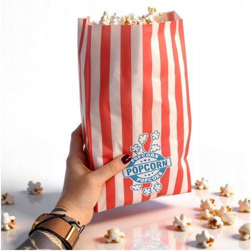 Torebka 180x330 biała nadruk "Popcorn" 2 kol. 35g 200 szt