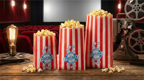 Torebka 120x200 biała nadruk "Popcorn" 2 kol. 35g 200 szt