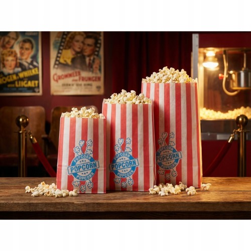 Torebka 150x240 biała nadruk "Popcorn" 2 kol. 35g 200 szt 