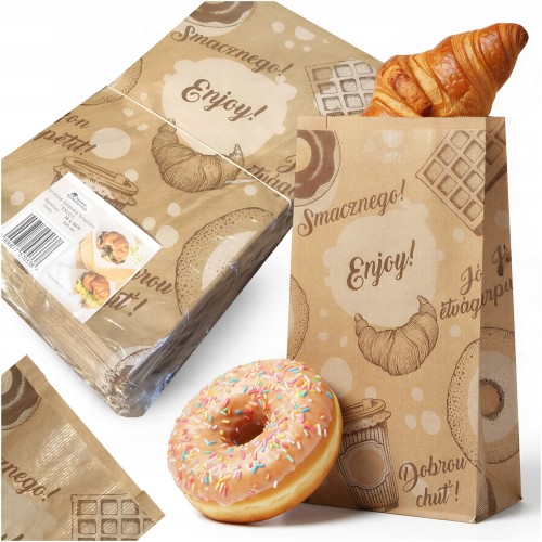 Torebka 150x240 brązowa nadruk "Enjoy" 2 kol. 35g 500 szt