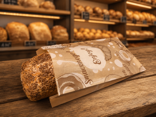 Torebka 150x240 brązowa nadruk "Enjoy" 2 kol. 35g 500 szt