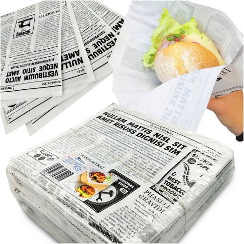 Torebka gastronomiczna 220x240 biała nadruk "Gazeta" 40 g 500 szt